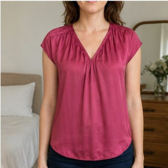 None Tops - Blue Lace Trim Top